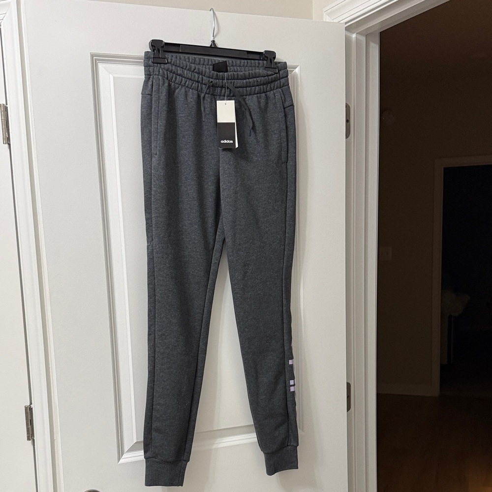 adidas Charcoal Gray Jogger Pants with Logo Tag